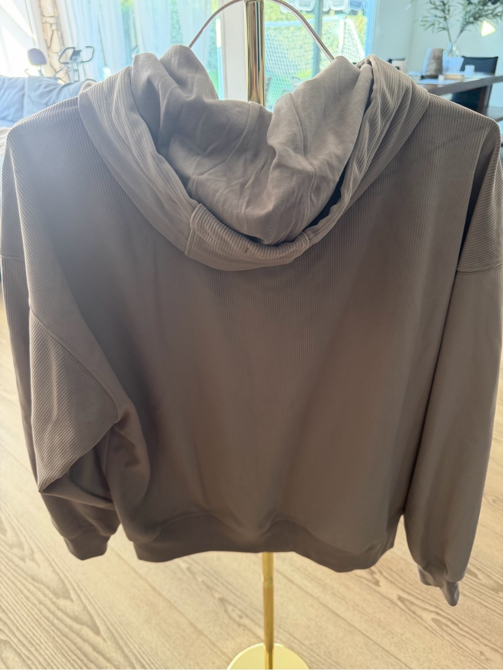 Abercrombie & Fitch Ribbed Hooded Crew Sweater in Taupe - Picture 5 of 5